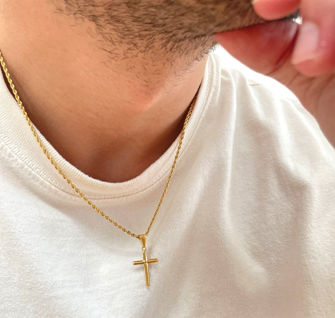 gold-cross-pendant-necklace-mens-waterproof-jewelry