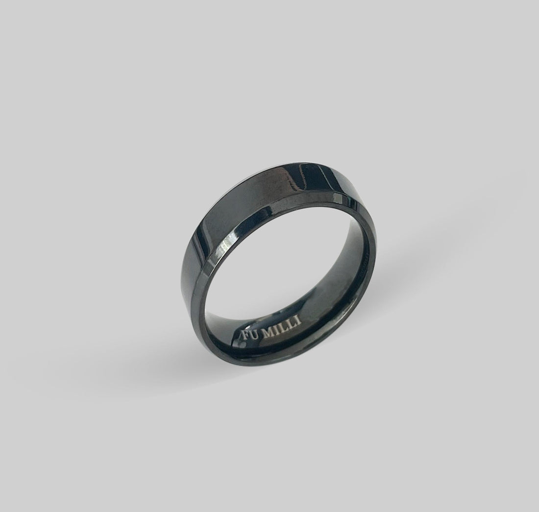 black ring band mens waterproof jewelry