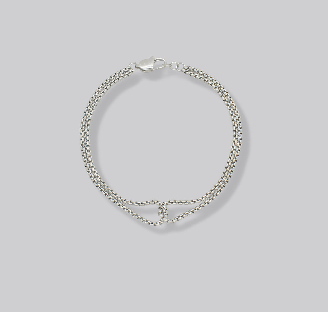 silver double loop bracelets mens waterproof jewelry