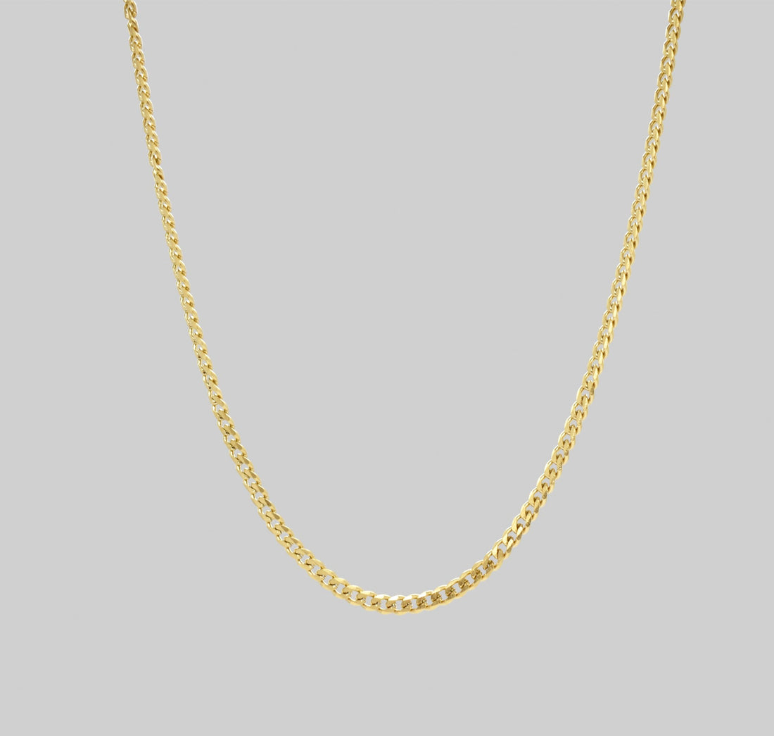 gold 3mm cuban necklace mens waterproof jewelry