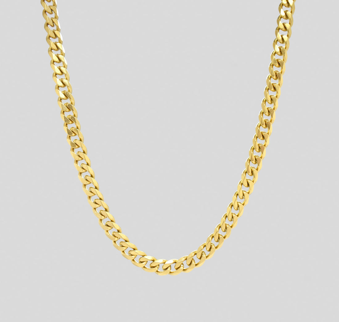 thick gold curb chain necklace mens waterproof jewelry