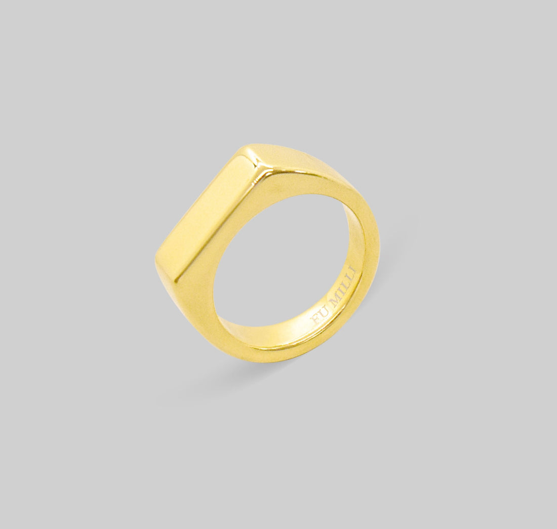 GOLD BAR RING mens waterproof jewelry