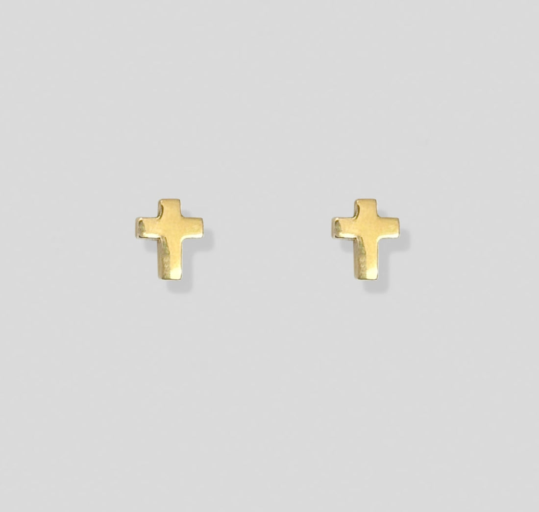 gold cross screw back earring mens waterproof jewelry