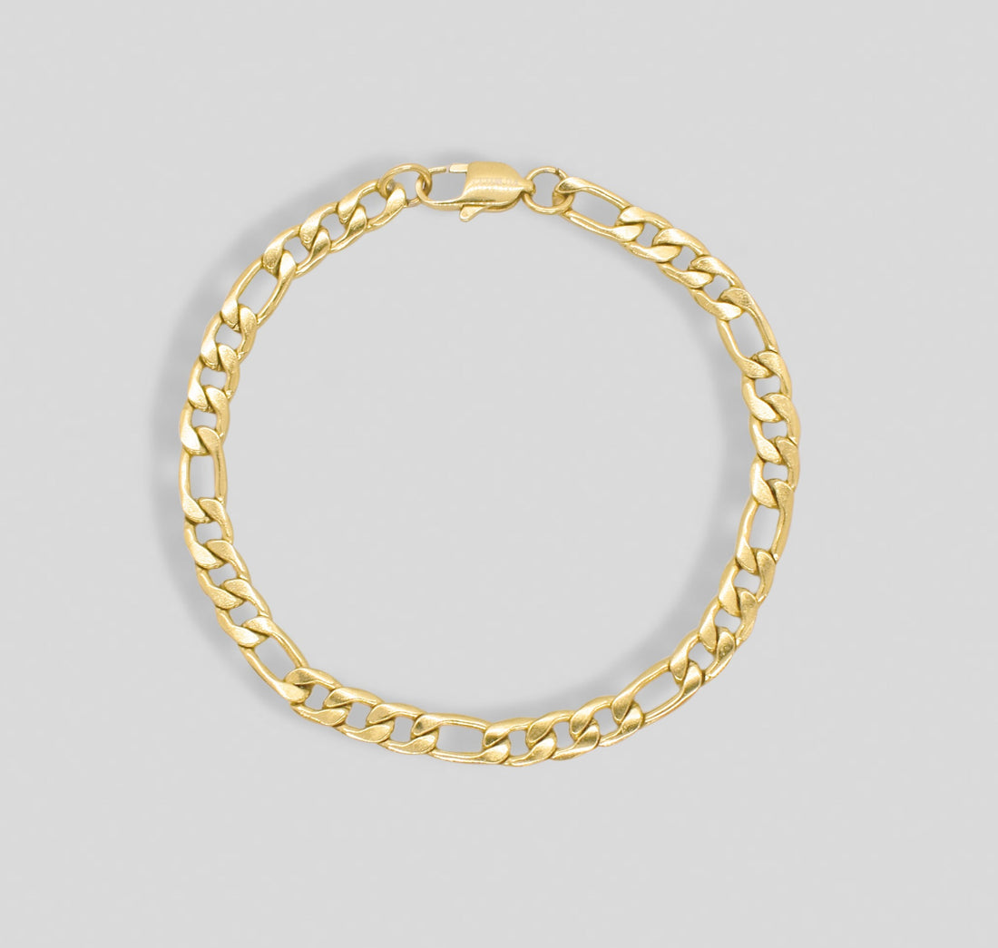 gold figaro chain bracelet mens waterproof jewelry