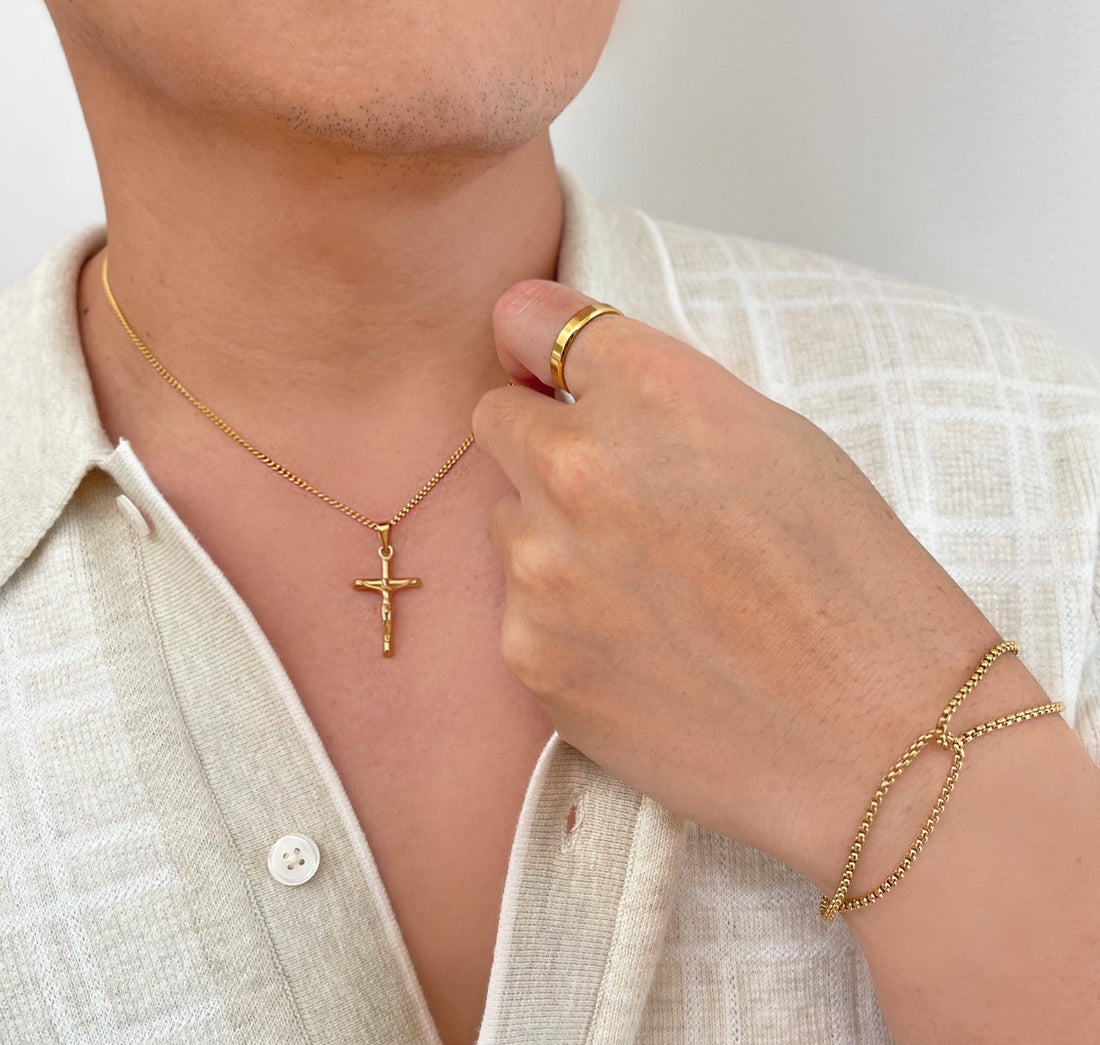 classic gold ring band mens waterproof jewelry