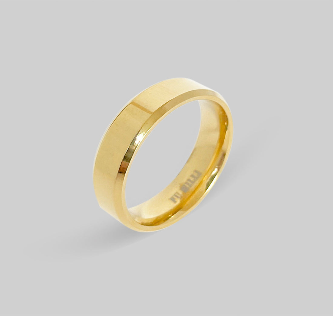 GOLD RING BAND MENS WATERPROOF JEWELRY