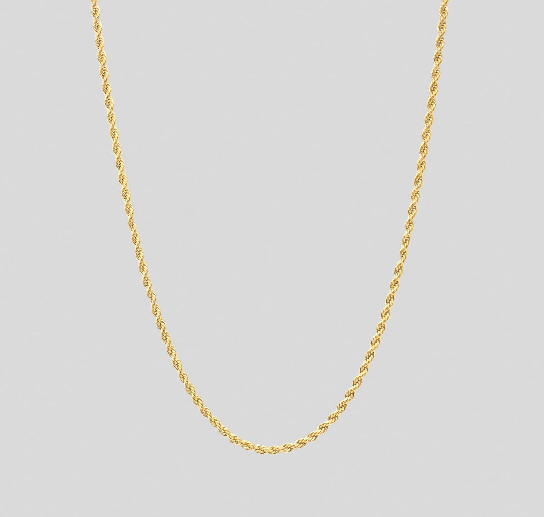 thin gold rope chain mens waterproof jewelry