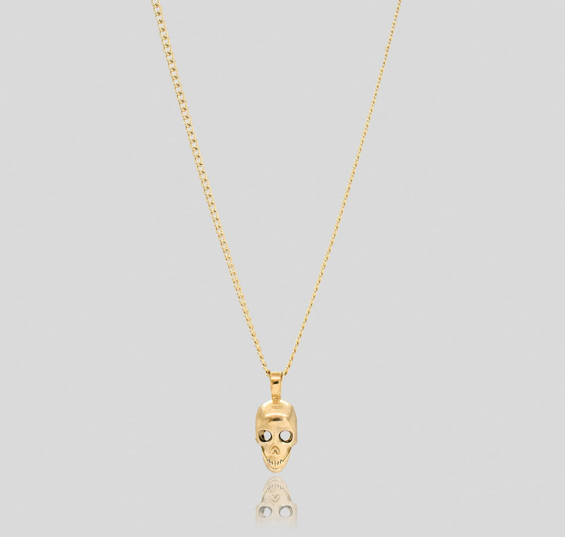gold skull pendant necklace mens waterproof jewelry