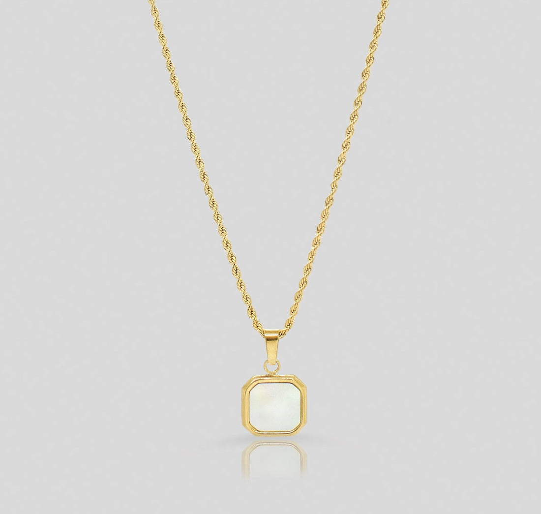 gold-pearl-pendant-necklace-stack-mens-waterproof-jewelry