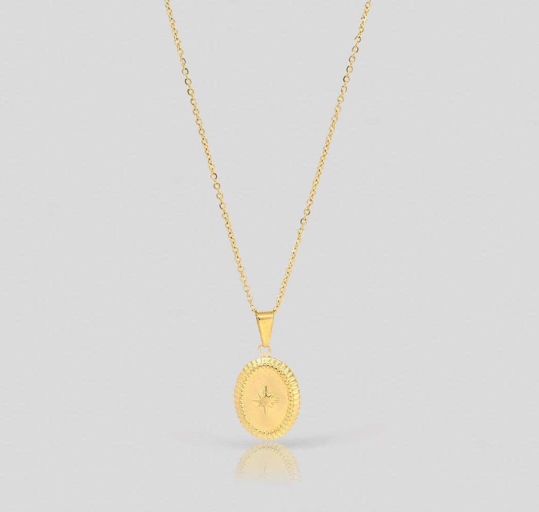 gold starburst necklace mens waterproof jewelry