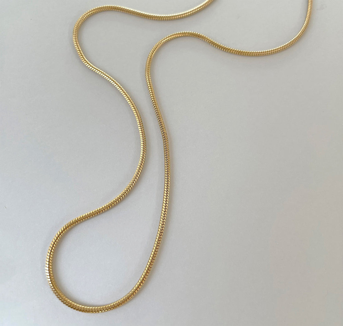 gold round snake chain necklace mens waterproof jewelry