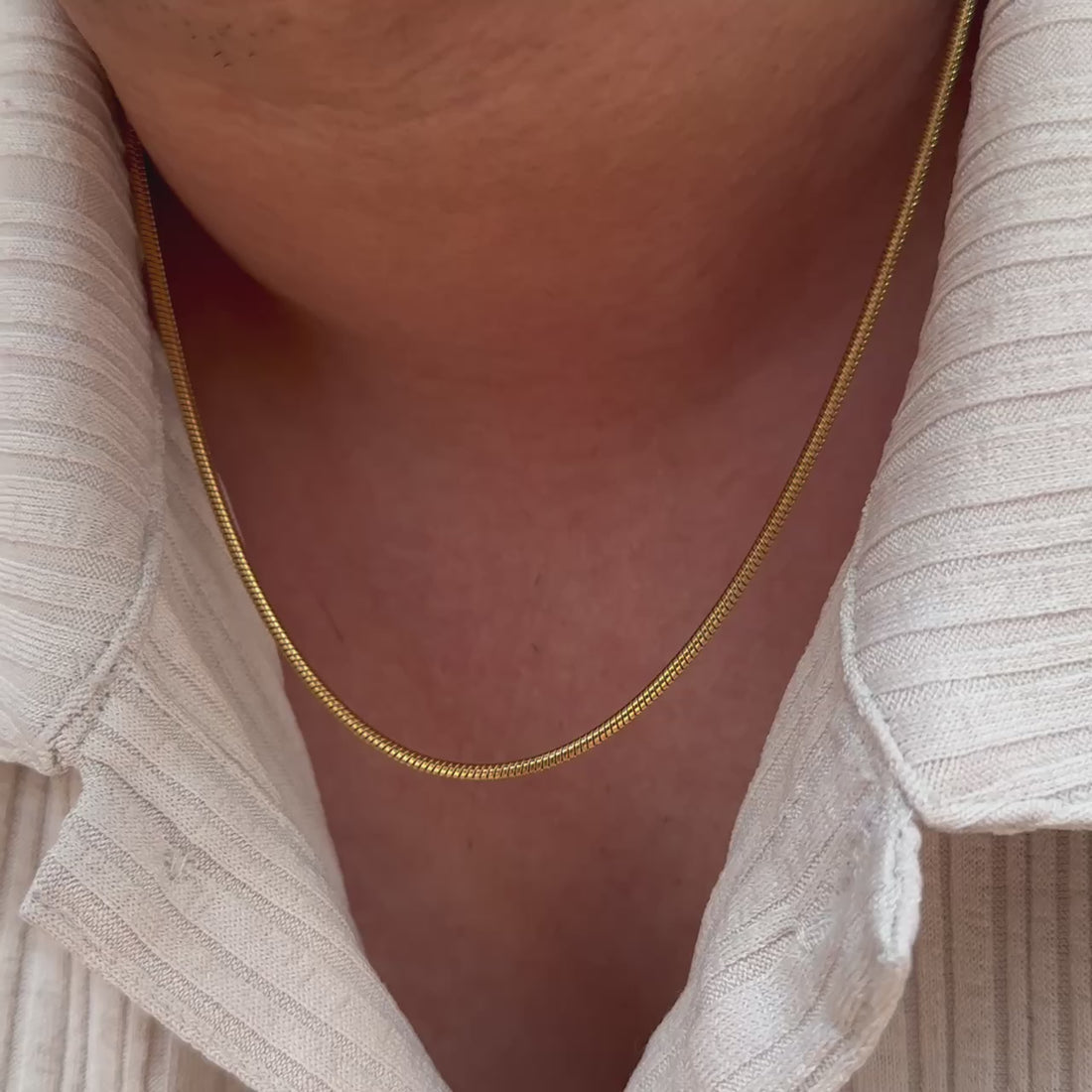 GOLD ROUND SNAKE CHAIN NECKLACE - 1.2MM