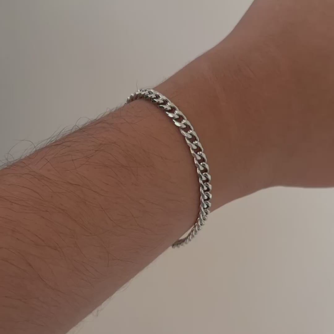 SILVER CURB CHAIN BRACELET - 5MM