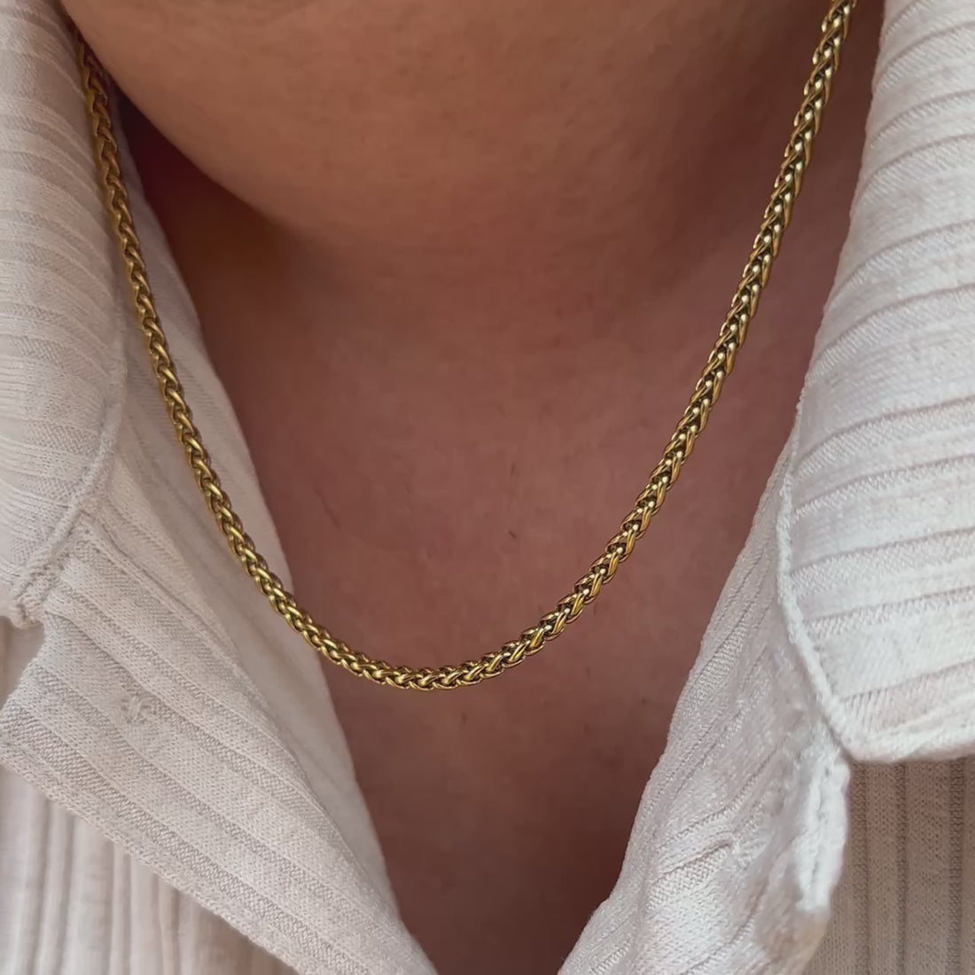 GOLD WHEAT CHAIN NECKLACE- 2.3MM