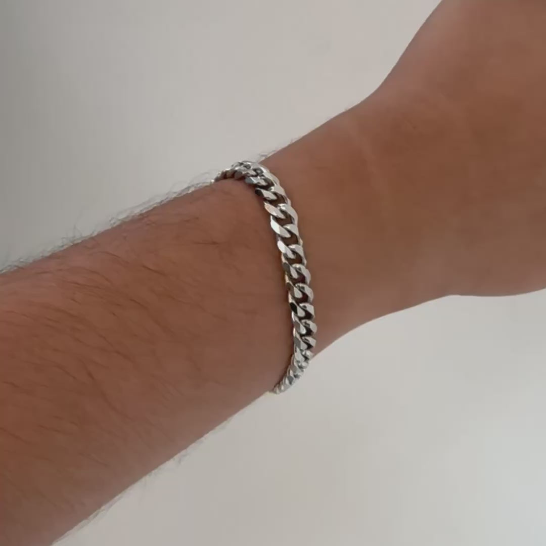 SILVER CURB CHAIN BRACELET - 7MM
