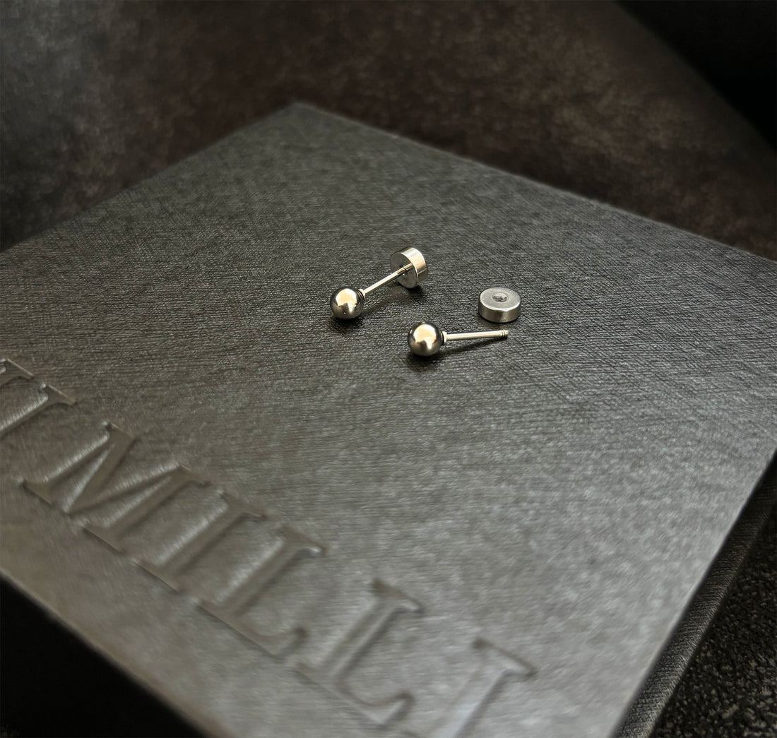 silver ball screw back earrings mens waterproof jewelry