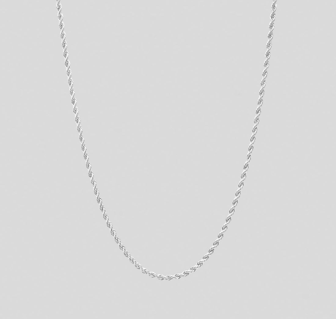 thin silver rope chain necklace mens waterproof jewelry