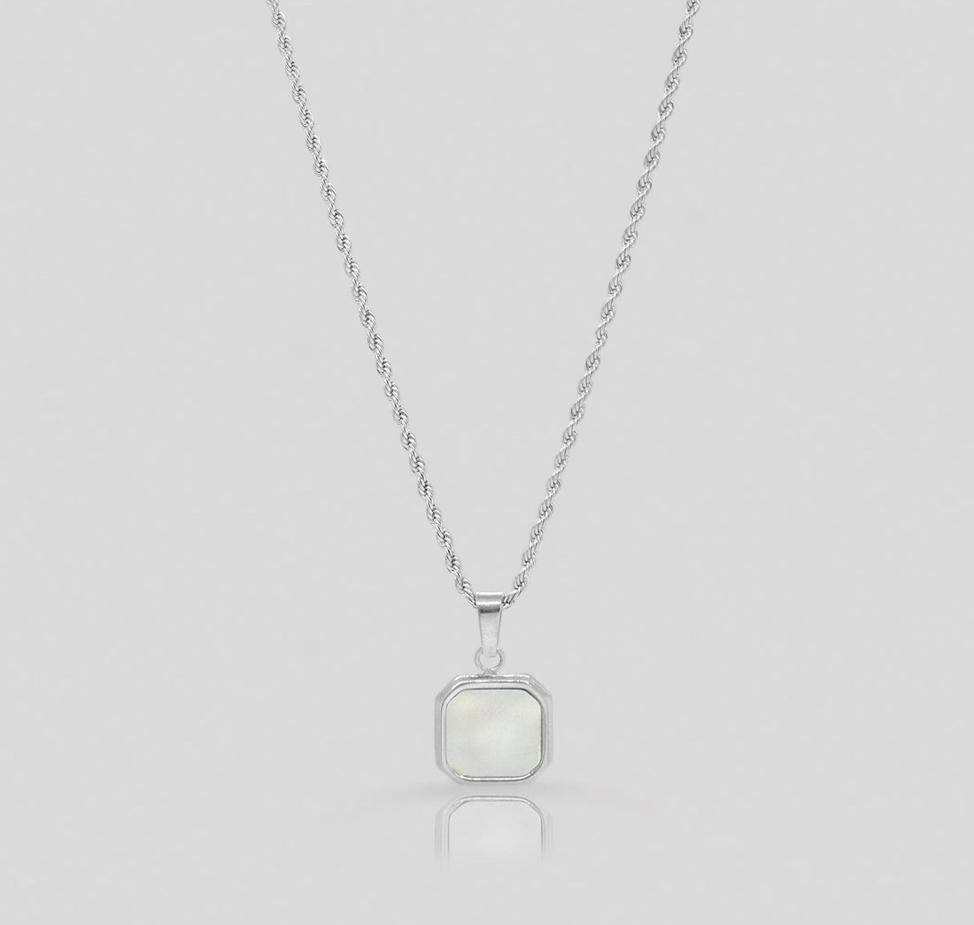 silver pearl pendant necklace mens waterproof jewelry