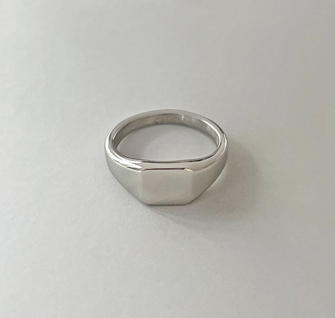 silver signet ring mens waterproof jewelry