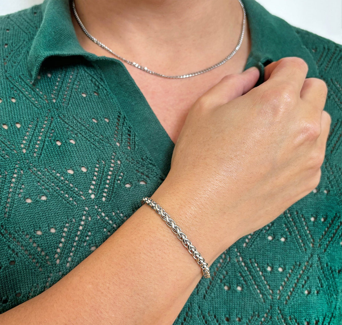 silver wheat chain bracelet mens waterproof jewelry