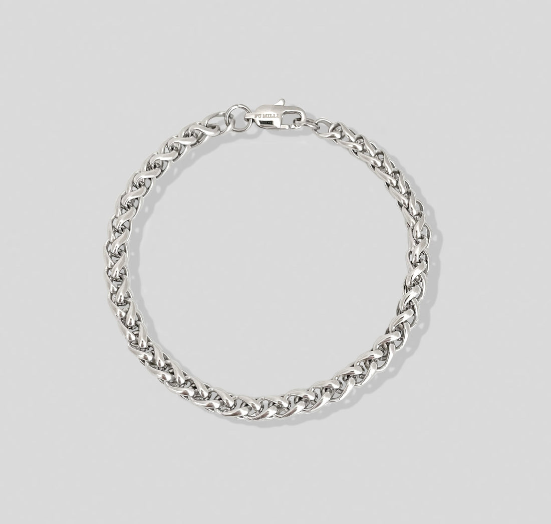 silver wheat chain bracelet mens waterproof jewelry