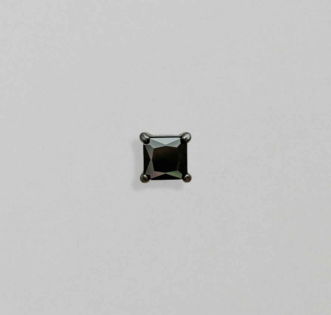 black sqaure diamond stud earrings mens waterproof jewelry