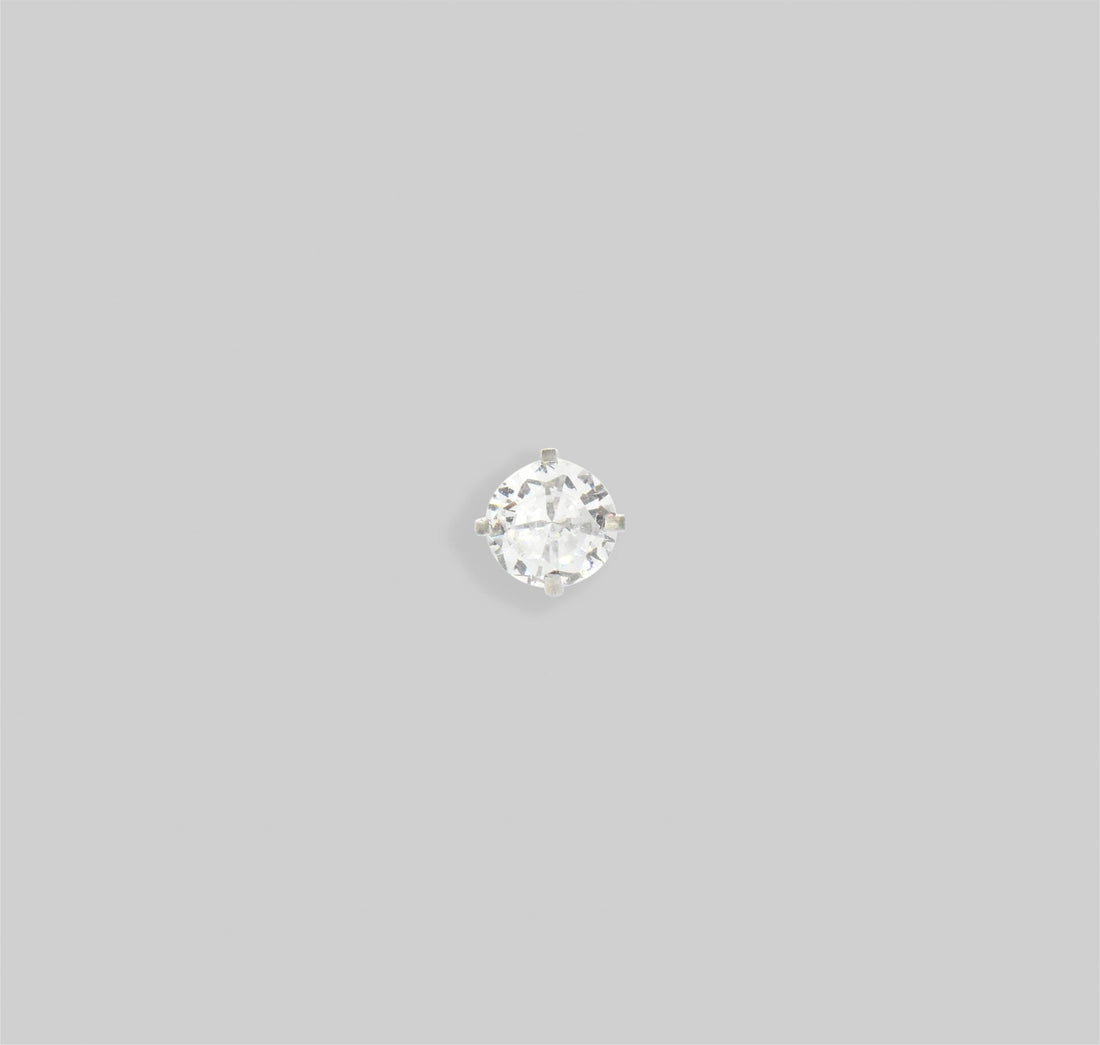 Silver Cz Diamond Stud Earrings Mens Waterproof Jewelry