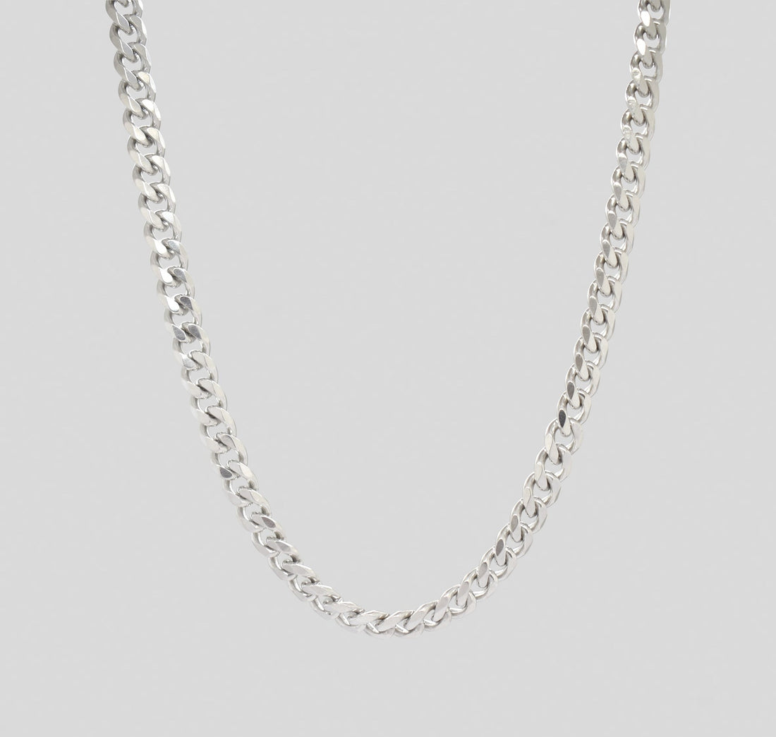 thick silver curb chain necklace mens waterproof jewelry